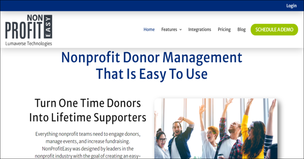 Here is a screenshot of NonProfitEasy's donor management and text-to-give software.